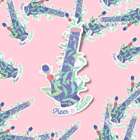 Cannabis "Trees and Leaves" Bong Floral Art Premium Vinyl Sticker, 420 Hydroflask Labels, Laptop Decal, Stoner Gifts